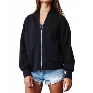 NEW BUCKETLIST tracey zip-through solid soft scuba jacket in black